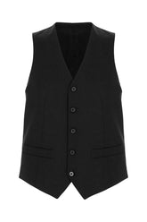 Black stretch wool vest -  | Wise