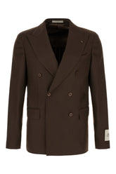 Dark brown stretch wool blazer -  | Wise