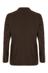 Dark brown stretch wool blazer -  | Wise
