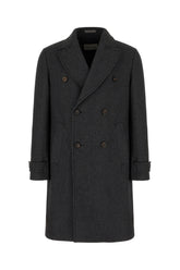 Melange grey wool blend padded coat -  | Wise
