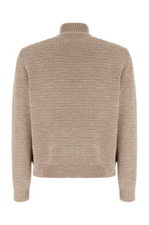 Two tone suede and cotton cardigan -  | Wise