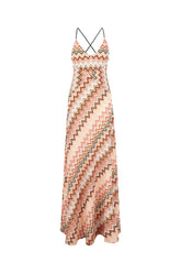 Multicolor cotton blend long dress -  | Wise