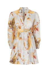 Printed linen Ascension mini dress -  | Wise