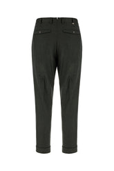 Dark green stretch wool blend pants -  | Wise