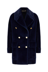 Midnight blue alpaca blend coat -  | Wise