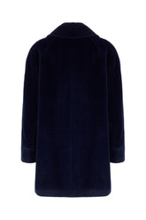 Midnight blue alpaca blend coat -  | Wise