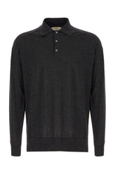 Dark grey wool blend polo shirt -  | Wise
