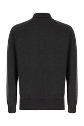 Dark grey wool blend polo shirt -  | Wise