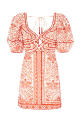 Printed linen blend mini dress -  | Wise