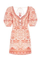 Printed linen blend mini dress -  | Wise