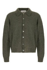 Dark green alpaca blend cardigan -  | Wise