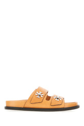 Caramel leather Slider sandals -  | Wise