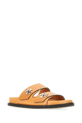 Caramel leather Slider sandals -  | Wise