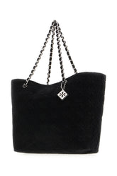 Black stretch cotton blend Ella shopping bag -  | Wise