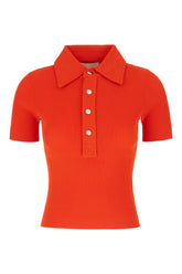 Coral red viscose blend polo shirt -  | Wise