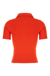 Coral red viscose blend polo shirt -  | Wise