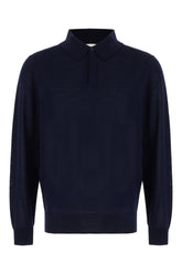 Midnight blue wool polo shirt -  | Wise
