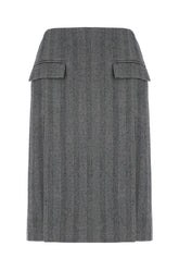 Embroidered stretch wool blend skirt -  | Wise