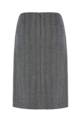 Embroidered stretch wool blend skirt -  | Wise