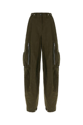 Dark green cotton blend cargo pants -  | Wise