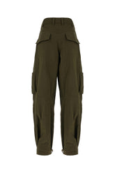 Dark green cotton blend cargo pants -  | Wise