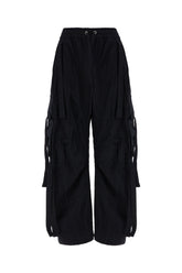 Black cotton blend cargo pants -  | Wise