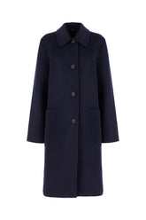 Navy blue wool blend reversible coat -  | Wise