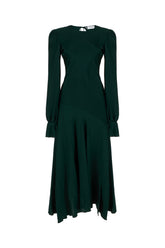 Bottle green acetate blend dress -  | Wise