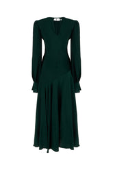 Bottle green acetate blend dress -  | Wise