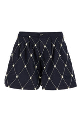 Midnight blue wool blend shorts -  | Wise