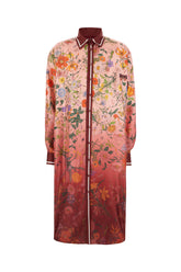 Printed silk shirt dress -  | Wise