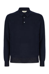 Midnight blue cashmere polo shirt -  | Wise