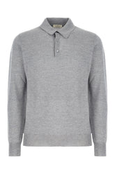 Melange grey cashmere polo shirt -  | Wise