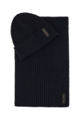 Navy blue stretch wool blend set -  | Wise