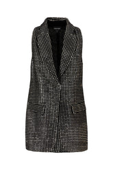 Giacca smanicata in poliestere stretch ricamato -  | Wise