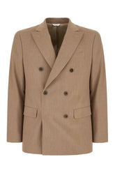 Biscuit stretch polyester blend blazer -  | Wise