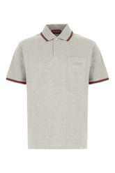 Melange grey stretch cotton polo shirt -  | Wise
