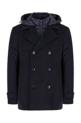 Midnight blue wool and polyester padded jacket -  | Wise