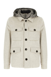 Melange grey wool and polyester padded jacket -  | Wise