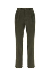 Military green stretch lyocell blend pants -  | Wise