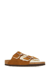 Camel shearling Arizona sandals -  | Wise