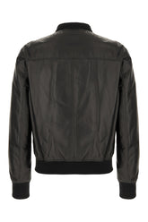 Black nappa leather padded jacket -  | Wise
