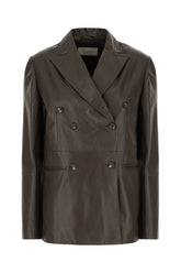 Dark brown leather blazer -  | Wise