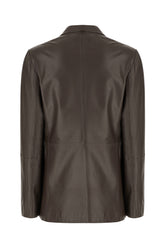 Dark brown leather blazer -  | Wise