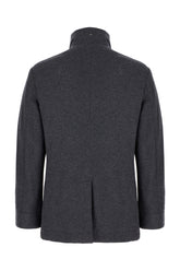 Dark grey wool blend down jacket -  | Wise