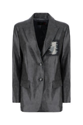 Graphite synthetic leather blazer -  | Wise