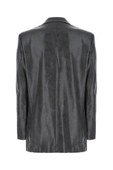 Graphite synthetic leather blazer -  | Wise
