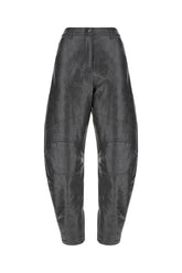 Dark grey synthetic leather pants -  | Wise