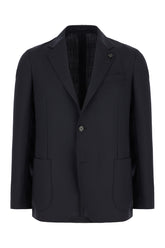 Midnight blue polyester blend blazer -  | Wise
