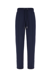 Navy blue stretch cotton blend joggers -  | Wise